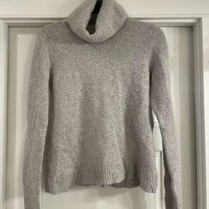 J. Crew grey, turtleneck sweater.